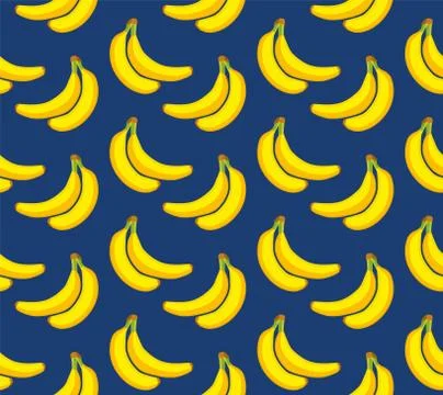 Vector seamless pattern background with bright bananas Stock Illustration