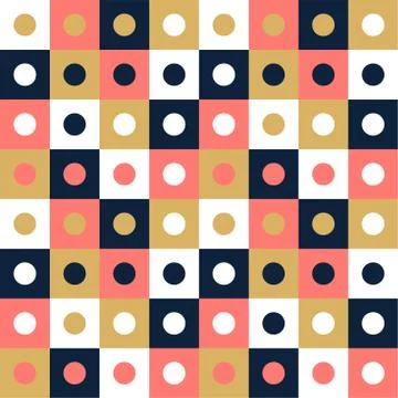 Vector Seamless pattern background, design, modern square with dot or circle  Stock Illustration