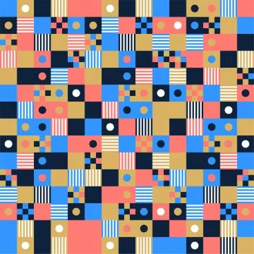 Vector Seamless pattern background, design, modern square with dot or circle  Stock Illustration