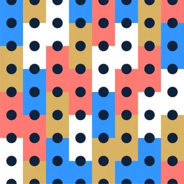 Vector Seamless pattern background, design, modern rectangle with dot or circ Stock Illustration