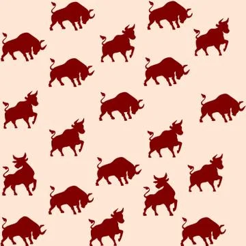 Vector seamless pattern background design with bulls silhouettes . Bull Stock Illustration