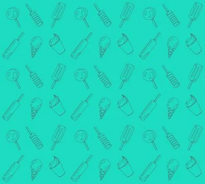 Vector seamless pattern, background from different ice-creams Stock Illustration