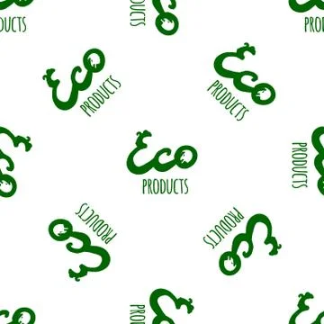 Vector seamless pattern background eco products green color on the white Stock Illustration