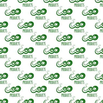 Vector seamless pattern background eco products green color on the white Stock Illustration
