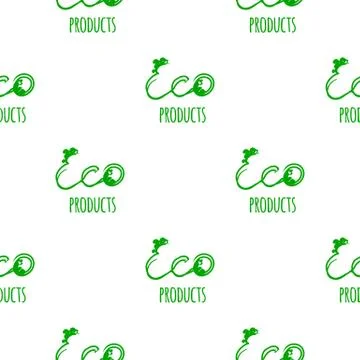 Vector seamless pattern background eco products green color on the white Stock Illustration