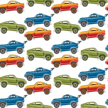 Vector seamless pattern background luxury car transportation detailed auto Stock Illustration