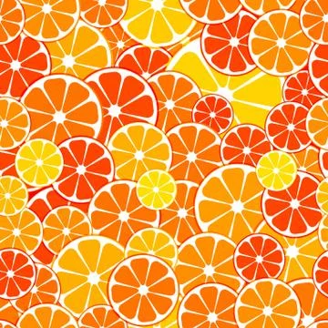 Vector seamless Pattern background. sliced halves of citrus frui Stock Illustration