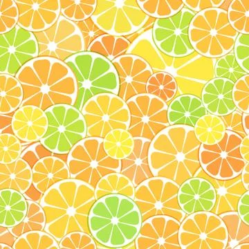 Vector seamless Pattern background. sliced halves of citrus frui Stock Illustration