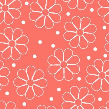 Vector seamless pattern background in trendy color of 2019, living coral Illustrazione stock