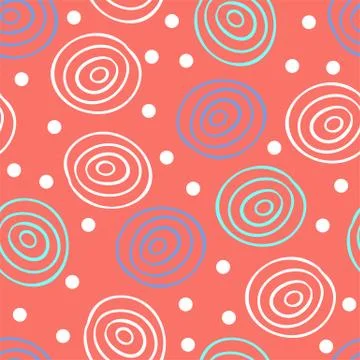 Vector seamless pattern background in trendy color of 2019, living coral Illustrazione stock