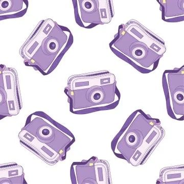 Vector seamless pattern with bag camera on a white background. Stylish  Stock Illustration