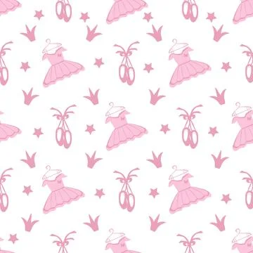 Vector seamless pattern with the ballet clothes and Pointe shoes Stock Illustration