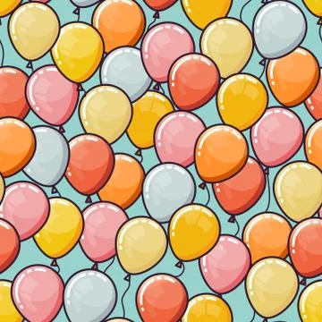 Vector seamless pattern with balloons Stock Illustration