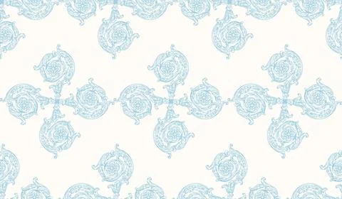 Vector seamless pattern with baroque floral ornament Stock Illustration