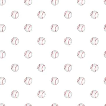 Vector seamless pattern with baseball on a white background.  Stock Illustration