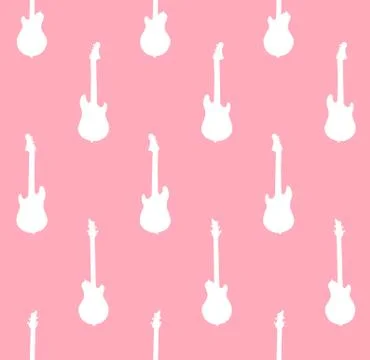 Vector seamless pattern of bass guitar silhouette Stock Illustration