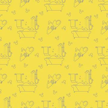 Vector seamless pattern Bathtub Bathroom shower Ilustración de archivo