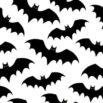 Vector seamless pattern with bats. Halloween illustration. Stock Illustration