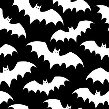 Vector seamless pattern with bats. Halloween illustration. Stock Illustration