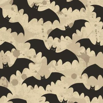 Vector seamless pattern with bats. Halloween illustration. Stock Illustration