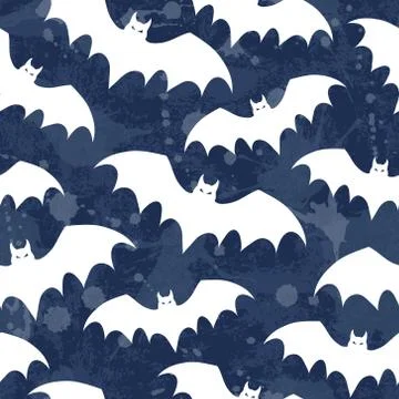 Vector seamless pattern with bats. Halloween illustration. Stock Illustration