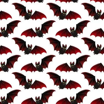 Vector seamless pattern with bats. Halloween illustration. Stock Illustration