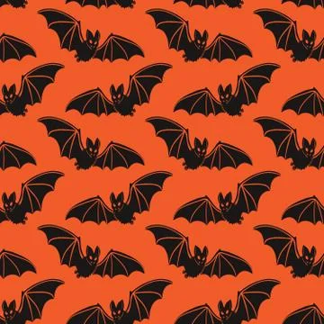 Vector seamless pattern with bats. Halloween illustration. Stock Illustration