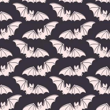 Vector seamless pattern with bats. Halloween illustration. Stock Illustration