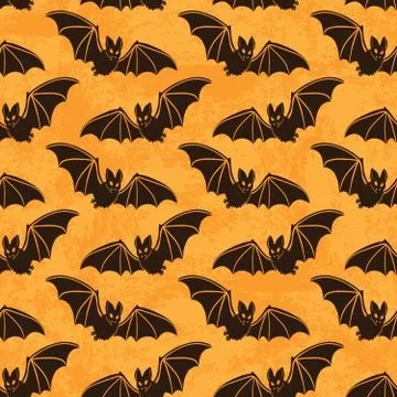 Vector seamless pattern with bats. Halloween illustration. Stock Illustration