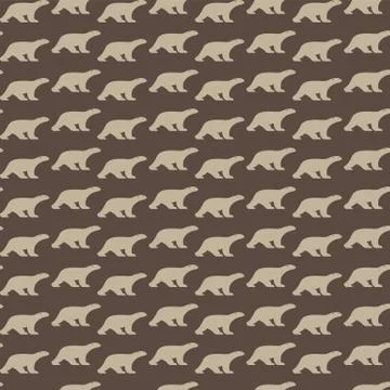 Vector seamless pattern with bear on brown background. wallpaper Illustrazione stock