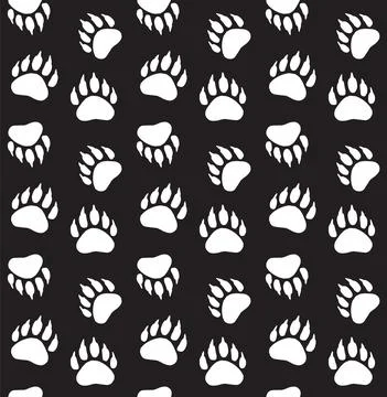 Vector seamless pattern of bear paw footprint Stock Illustration
