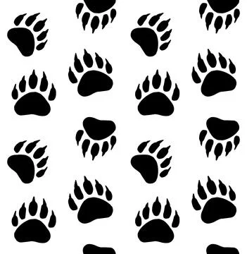 Vector seamless pattern of bear paw footprint Stock Illustration