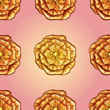 Vector seamless pattern with beautiful yellow flowers. Floral backdrop  Stock Illustration