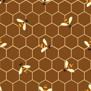 Vector seamless pattern with bee and honeycomb Stock Illustration