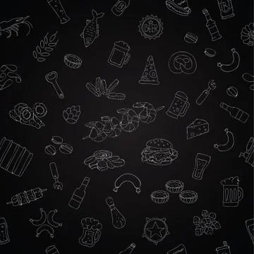 Vector seamless pattern of beer icons 스톡 일러스트
