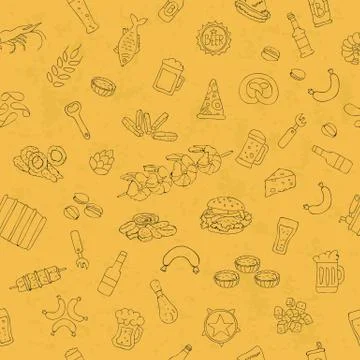 Vector seamless pattern of beer icons Stockillustratie