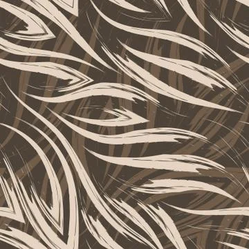 Vector seamless pattern of beige paint strokes on a brown background. Simple Illustrazione stock