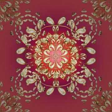 Vector seamless pattern on beige, pink and white colors with golden elements. Da イラスト素材