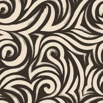 Vector seamless pattern of beige smooth and angular lines or brush strokes Stock-Illustration