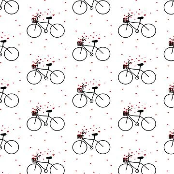 Vector seamless pattern with a bicycle. Stock Illustration