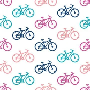 Vector seamless pattern with bicycles Stock Illustration