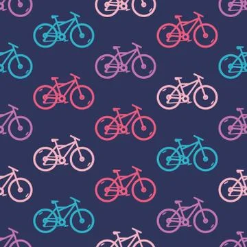 Vector seamless pattern with bicycles Stock Illustration