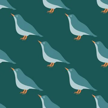 Vector seamless pattern of a bird on a dark background 스톡 일러스트