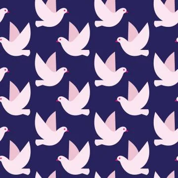 Vector seamless pattern with birds. Simple texture Illustrazione stock