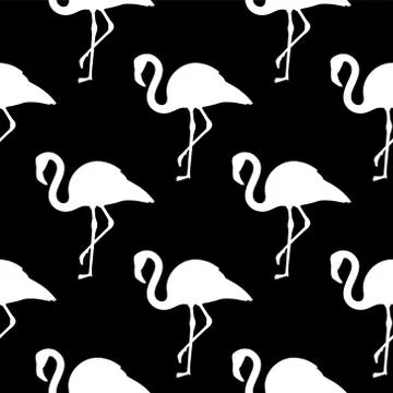 Vector seamless pattern with black and white flamingos Illustrazione stock