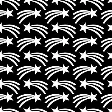 Vector seamless pattern with black and white stars Stock Illustration