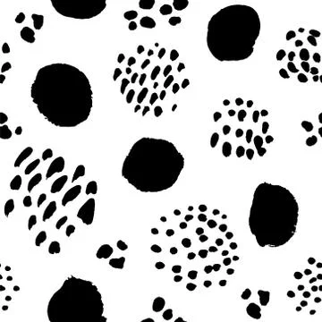 Vector seamless pattern. Black and white painted watercolor points. Stock Illustration