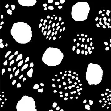 Vector seamless pattern. Black and white painted watercolor points. Stock Illustration