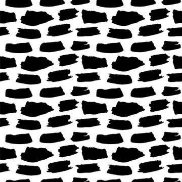 Vector seamless pattern. Black and white painted watercolor points. Stock Illustration