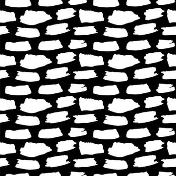 Vector seamless pattern. Black and white painted watercolor points. Stockillustratie